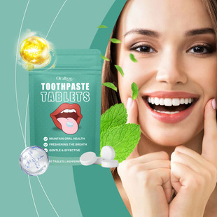 Toothpaste tablets for teeth cleaning have a fresh and gentl