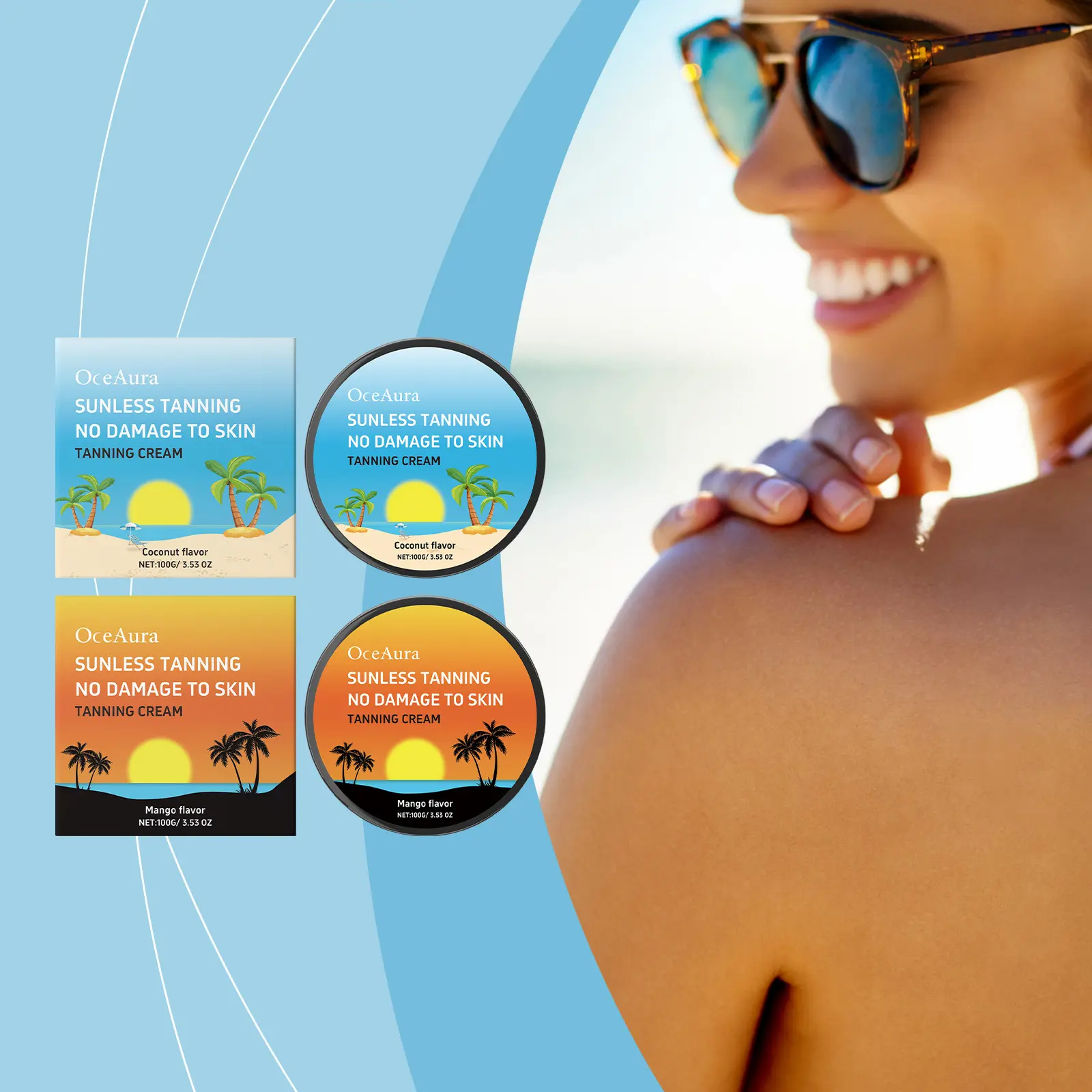 Tanning Body Cream Gentle Formula Sunless Natural Wheat Colo