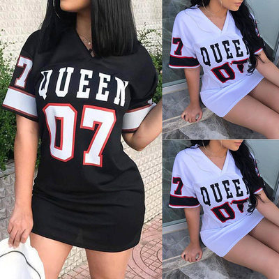 Women summer casual loose t shirts dress Lady blouse dresses