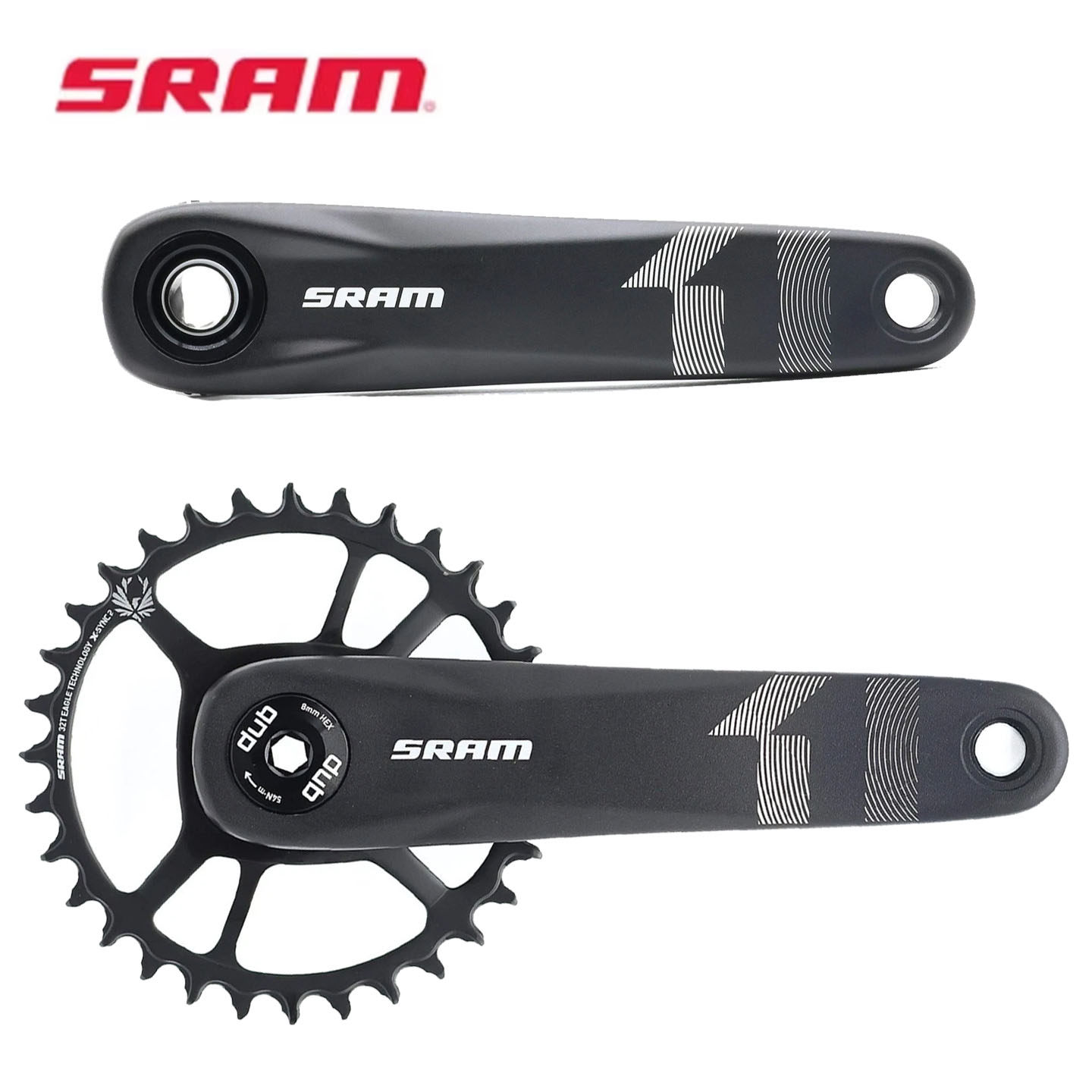 SRAM X1 Eagle 12速 DUB中轴 正负齿山地车一体牙盘曲柄34T钢盘