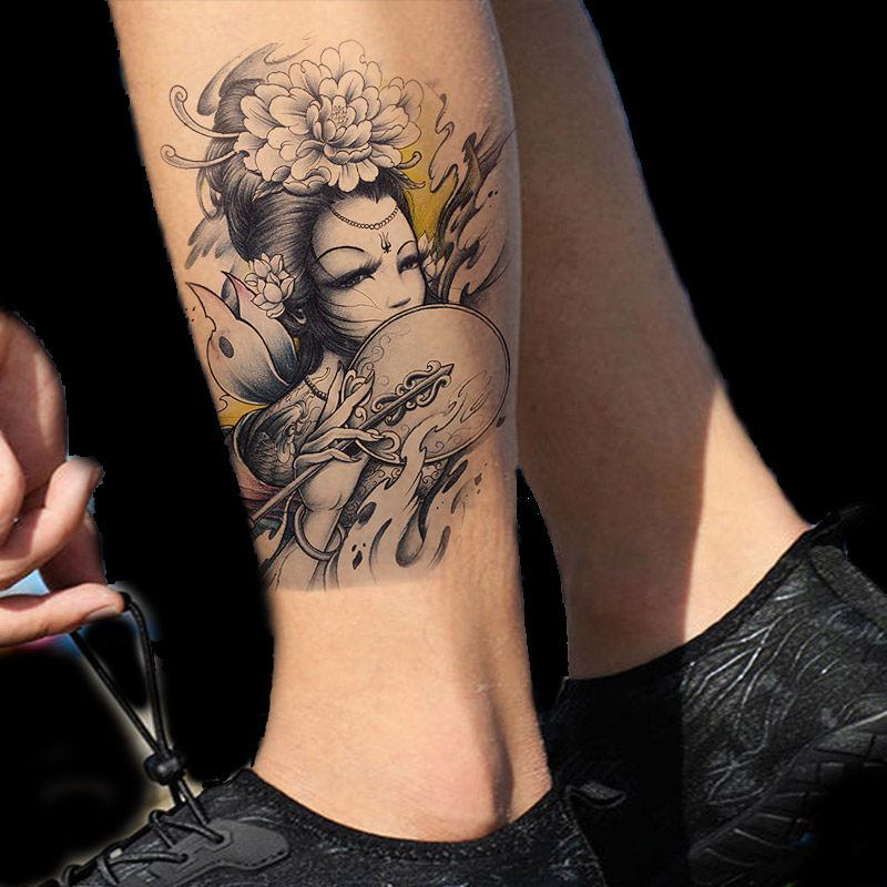 仿真网红纹身贴持久逼真高清半永久防水防汗写真遮伤疤手臂艺妓贴