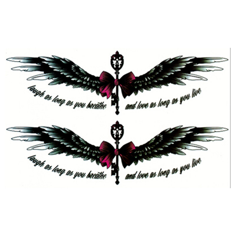 图腾胸前翅膀仿真防水防汗个性酷纹身贴男女60号