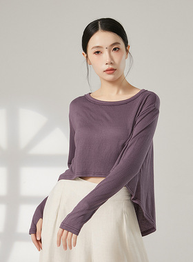 跳舞练功服摇晃秋千跳舞上衣可穿日常练功服前短后长上衣