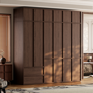 国补中古风全实木衣柜家用卧室收纳储物柜定制骨骼线设计储物衣橱