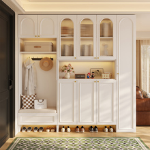 国补定制橡木鞋柜家用门口柜子一体靠墙收纳柜全实木入户玄关柜子