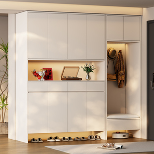 国补新款全实木橡木定制鞋柜家用门口玄关柜一体大容量储物收纳柜