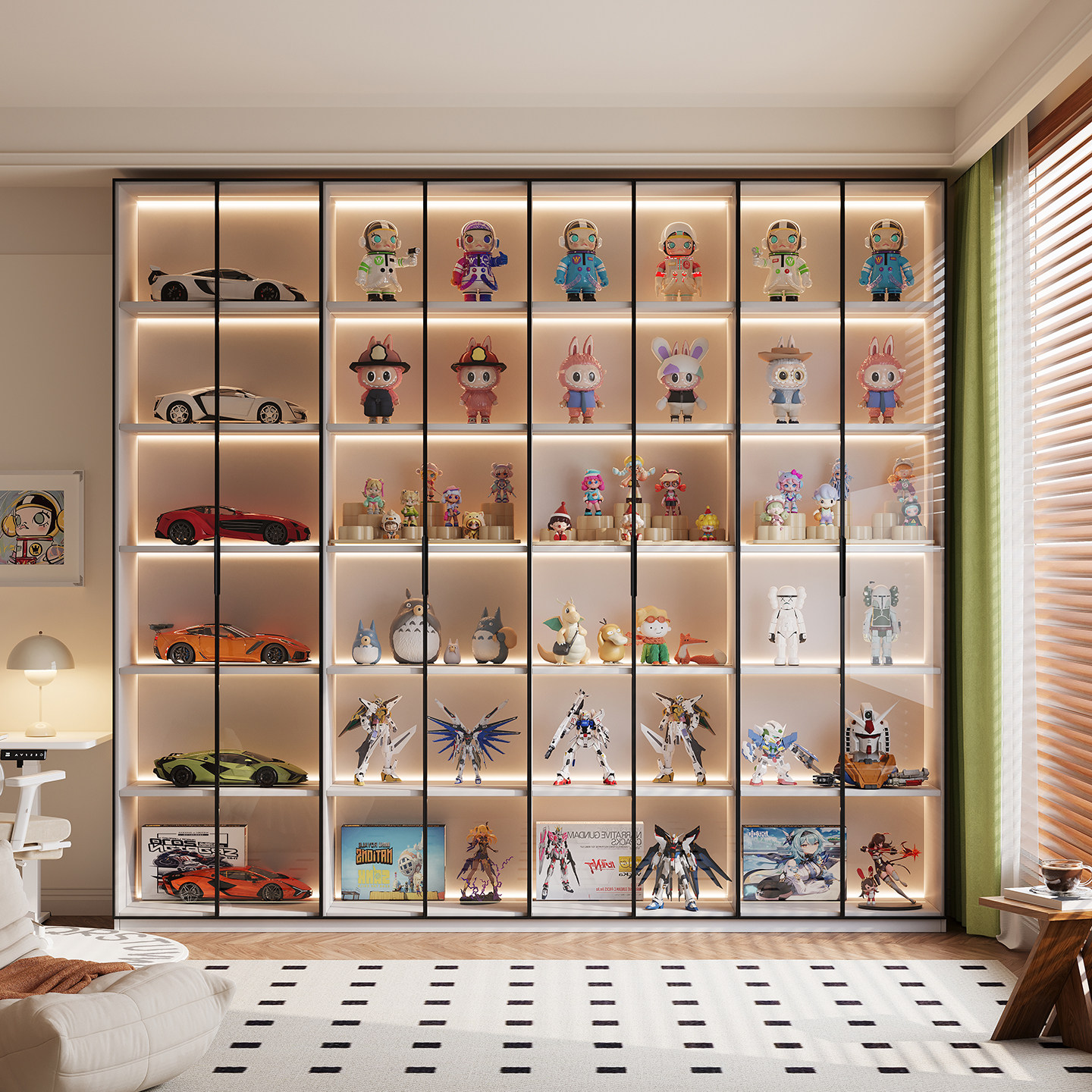 国补全实木定制手办玻璃八门大展示柜书房靠墙收纳储物柜家用陈列,住宅家具,单个书柜,淘宝优惠券,粉丝福利购,淘宝优惠卷