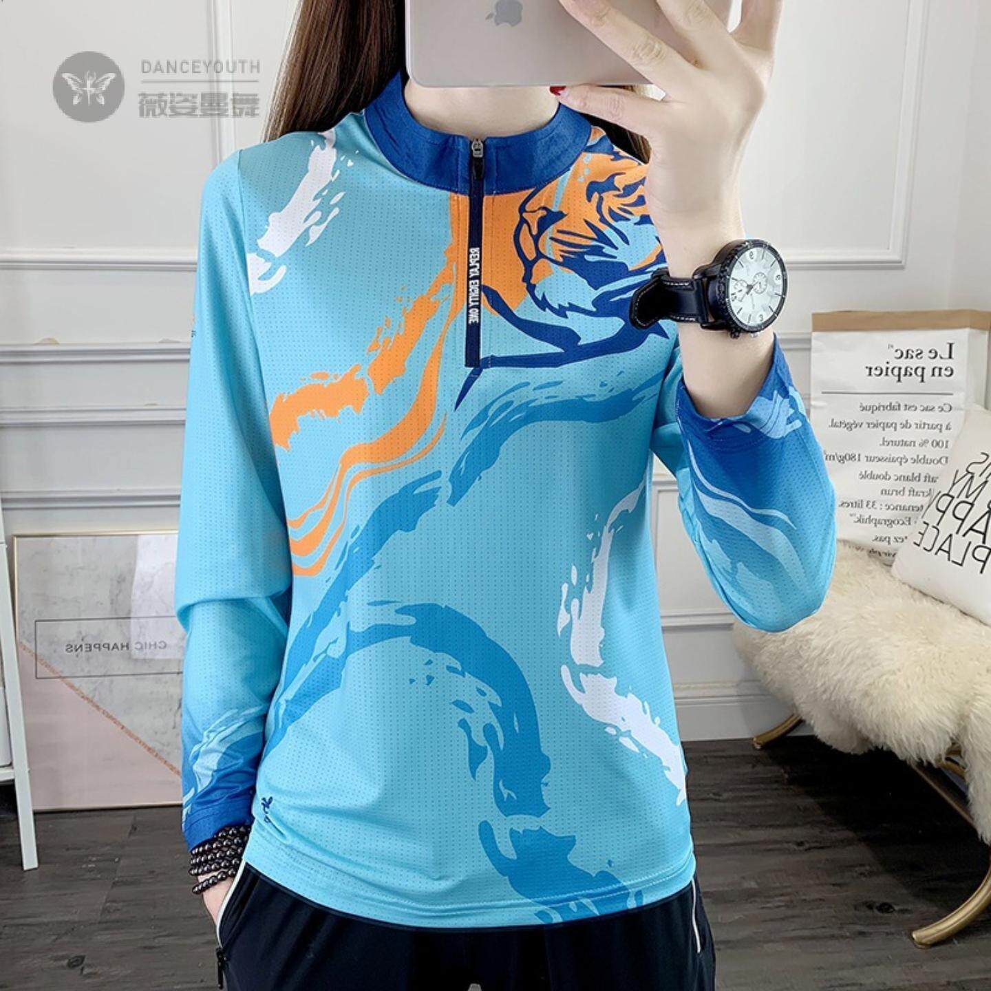 速干衣裤套装女长袖立领恤超轻透气弹力迷彩跑步健身户外运动服