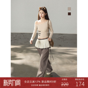 长裤 Moxiebabe复古屁帘百搭直筒裤 显瘦阔腿裤 女早春新款 子 休闲裤