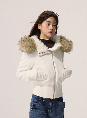 Moxiebabe慵懒风气质连帽长袖加厚卫衣外套女装秋季修身百搭上衣