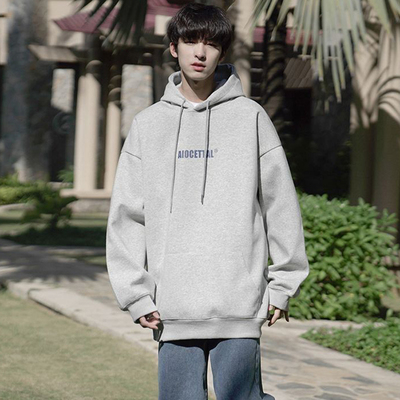 纯棉秋冬装加绒加厚连帽卫衣男士