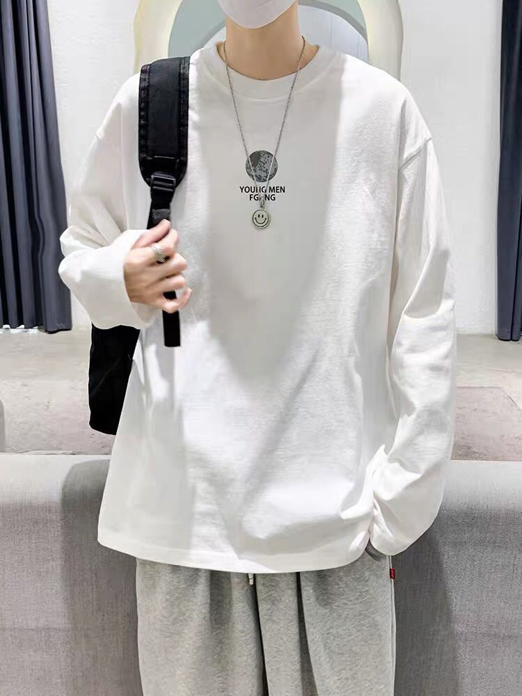 重磅纯棉长袖t恤美式潮牌男春秋
