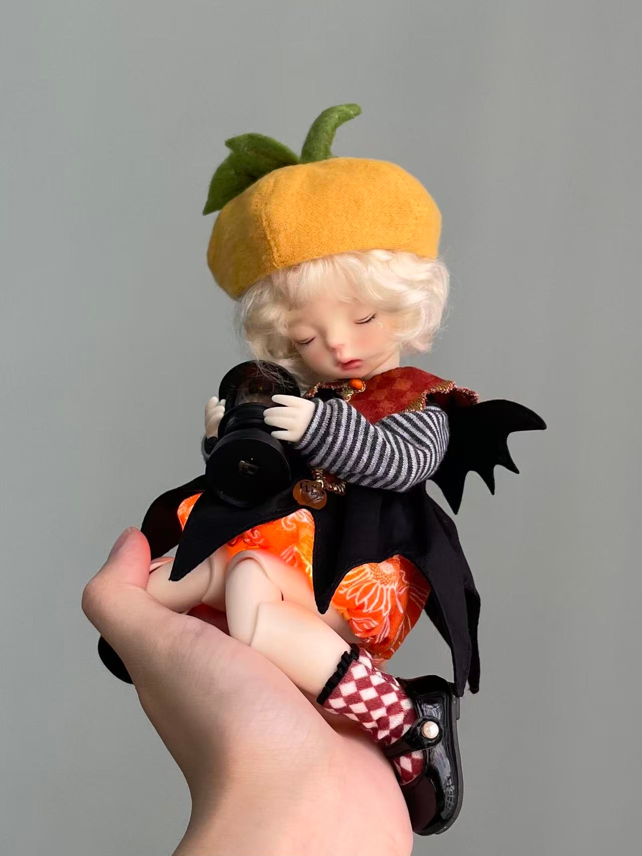 《南瓜小恶魔》万圣节南瓜帽bjd特6azone小六三插六大头原创娃衣