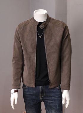 机车皮衣外套男青年秋季新款韩版潮流修身帅气百搭立领骑行皮夹克