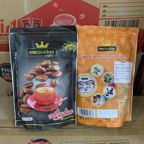越南咖啡豆进口Rock-King咖啡豆深度烘焙炭烧纯咖啡豆500g袋