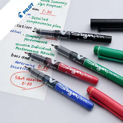 纵向书写 日本Pilot百乐V-Sign大容量直液式勾线笔彩色柔绘笔1.0