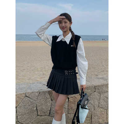 DRIZZLE黑色针织马甲背心