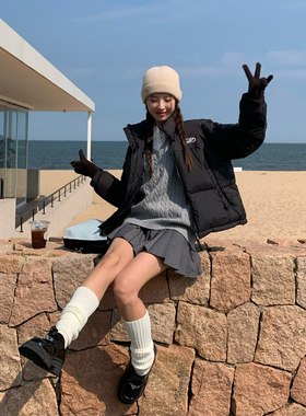 DRIZZLE 黑色短款羽绒服女冬季2025新款韩系设计感白鸭绒加厚外套