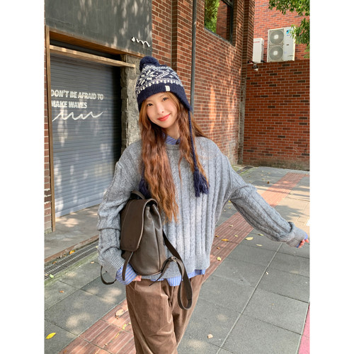 DRZZLE灰色麻花毛衣女
