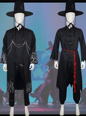 K-POP：猎魔女团cosplay沙加男孩秦宇cos男团贝比黑色打歌服套装