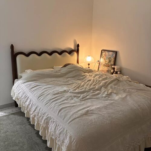 实木北欧台灯床头玻璃高级感卧室装饰台灯复古轻奢创意小夜灯民宿