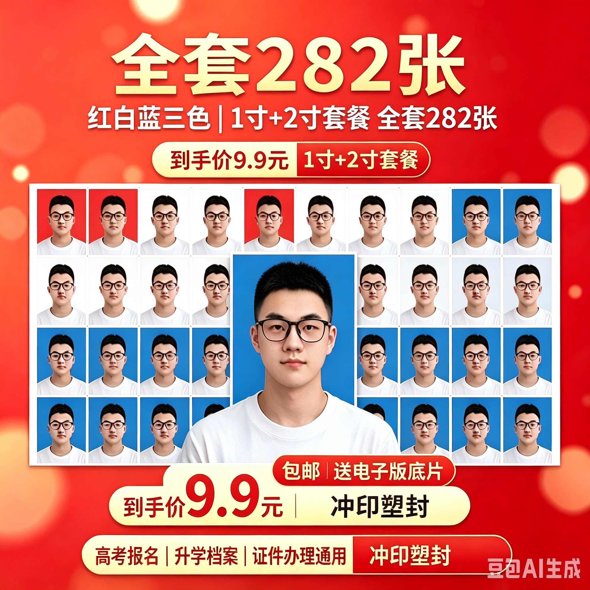 证件照打印1寸2寸换底色签证洗照片大一新生学生入学证件照片高清图片