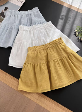 大童清新童装女童迷你裙裤短裙短裤纯色公主裙防走光25新款474712