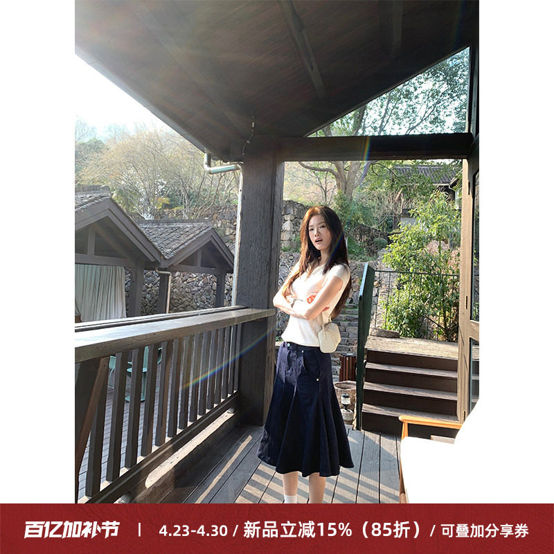 Cactishop苏黎世 原牛复古百搭不规则分割显瘦半身裙女牛仔鱼尾裙