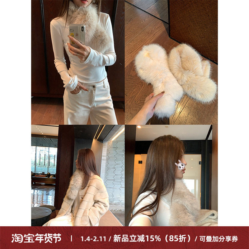 Cactishop显贵毛领 气质两色环保围脖女冬季百搭保暖交叉毛毛围巾,服饰配件/皮带/帽子/围巾,围巾/丝巾/披肩,淘宝优惠券,粉丝福利购,淘宝优惠卷