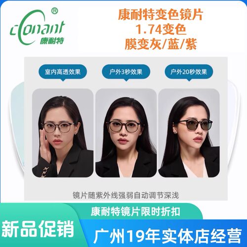 康耐特变色镜片高度数变色镜片