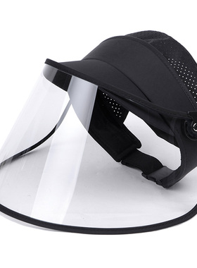 全脸防护面罩镜片隔离面罩帽子防飞沫挡风防油烟透明帽子厨房炒菜