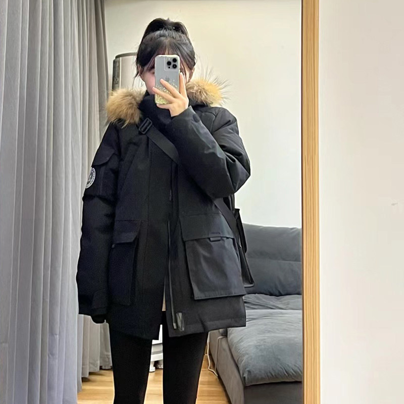 工装棉衣派克服棉服女2025年冬季新款冬天中长款情侣外套棉袄
