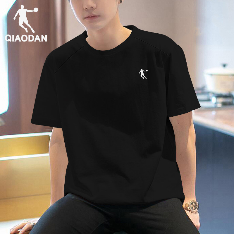 乔丹短袖T恤男装2026夏季新款宽松透气速干衣体恤黑色半袖t运动服