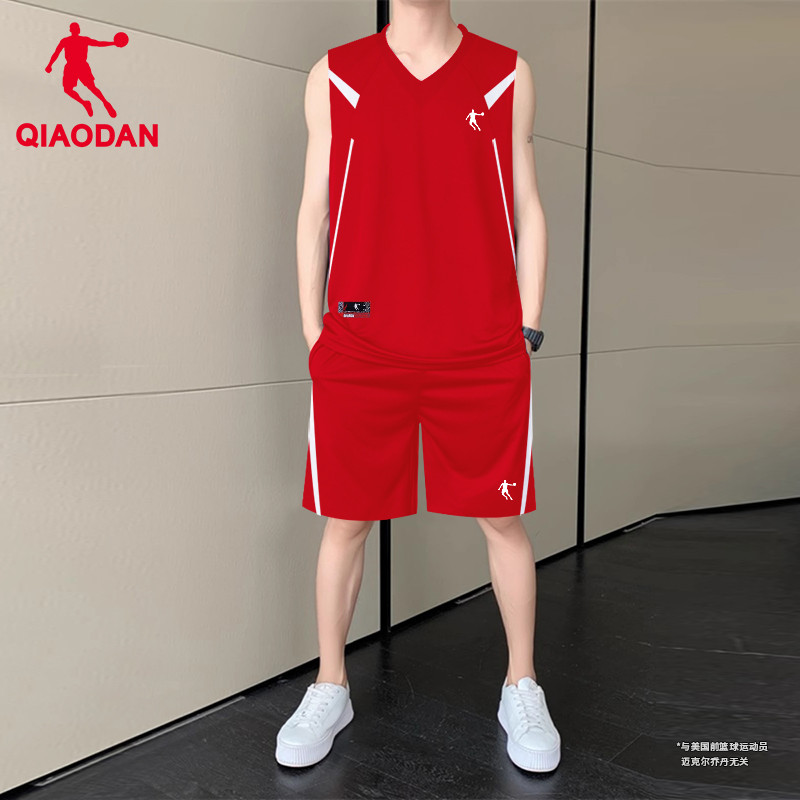 乔丹篮球服套装男士夏季透气比赛队服背心短裤运动无袖t定制印号