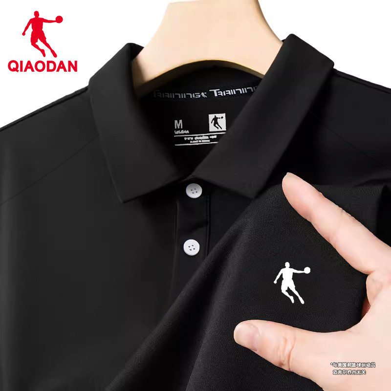 乔丹短袖男士POLO衫2025春夏季新款黑色速干翻领运动T恤半袖上衣