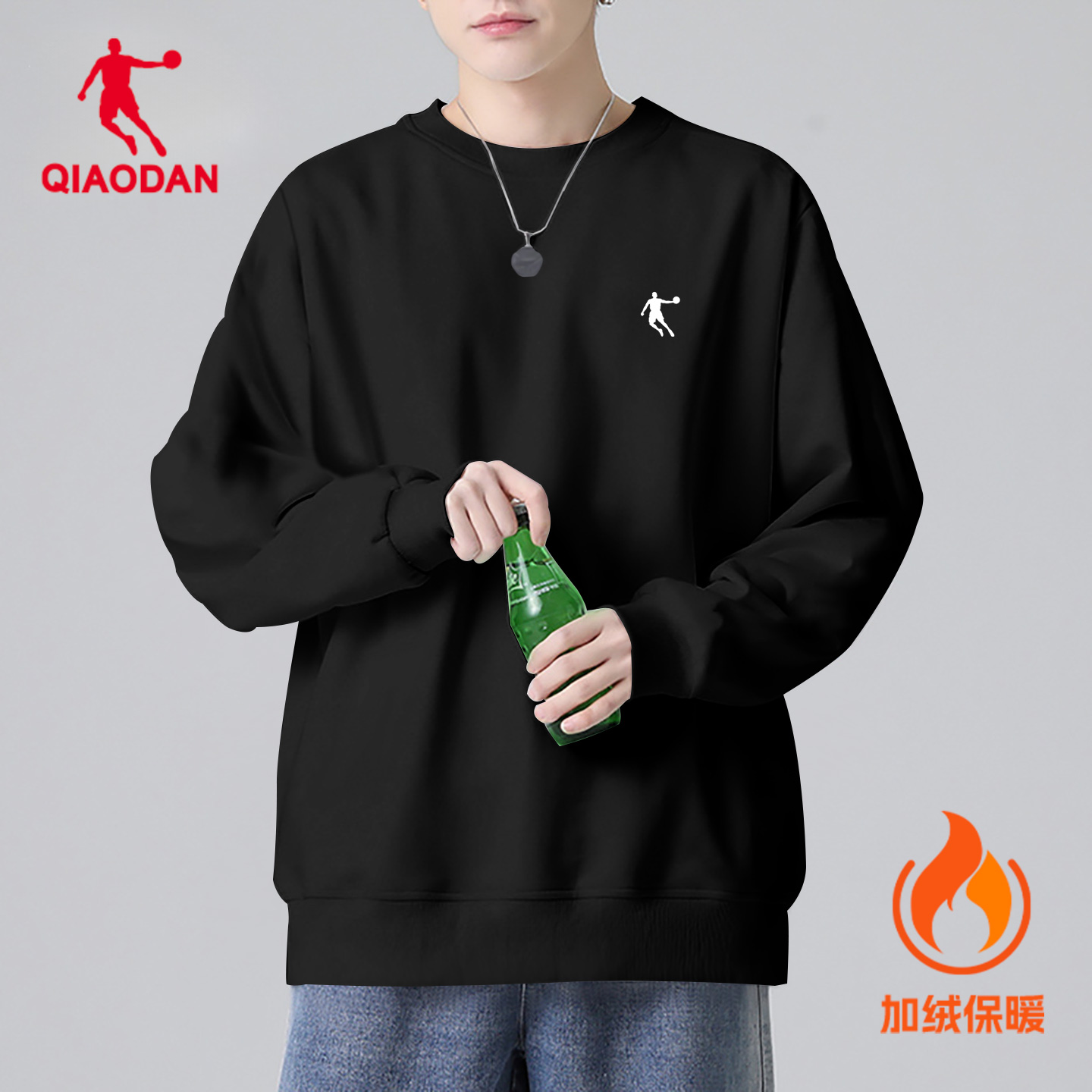 乔丹运动卫衣男圆领加绒长袖T恤