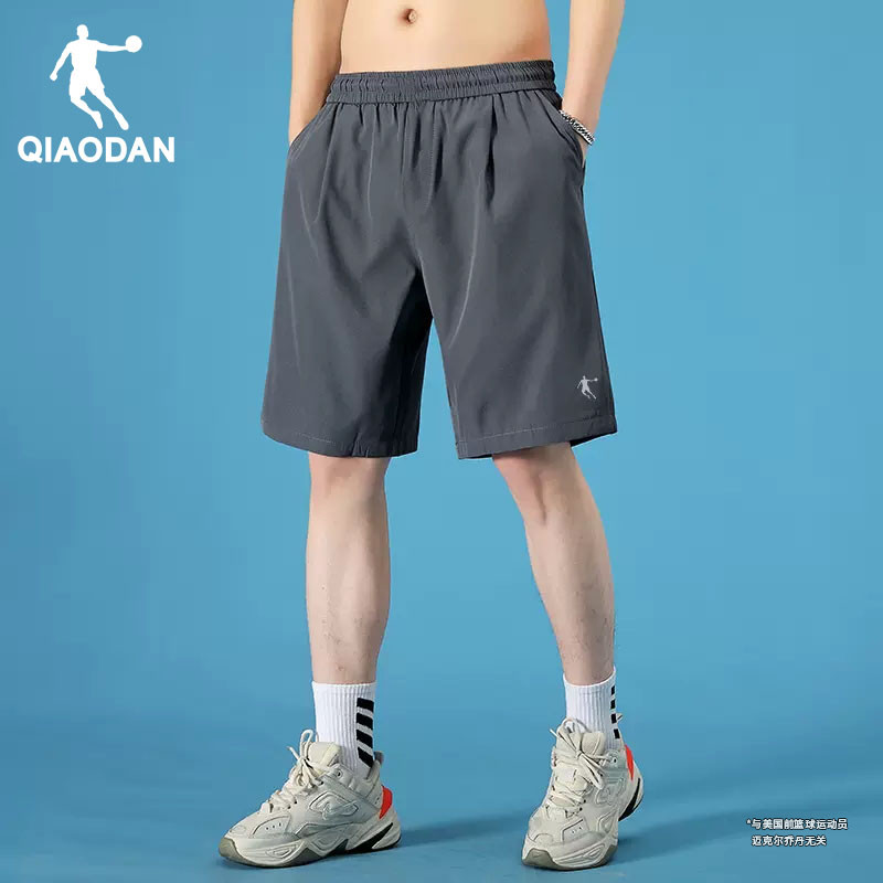 乔丹运动裤男士短裤男夏季薄款速干透气灰色休闲跑步宽松五分裤子