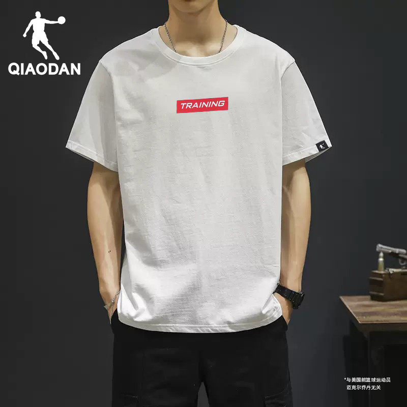 乔丹短袖t恤男款夏季纯棉宽松体恤白色半袖T男士新款休闲运动上衣