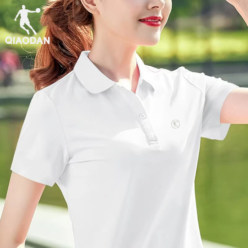 乔丹短袖T恤女装2026夏季新款翻领POLO衫女款白色速干休闲运动服 - 实物图