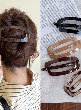 开车不顶后脑勺的盘发抓夹~扭扭夹镂空气质黑色豹纹发量多发卡子