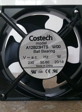 全新正品Costech机柜散热风扇12038 A12B23HTS W00 ac230V 20/18W