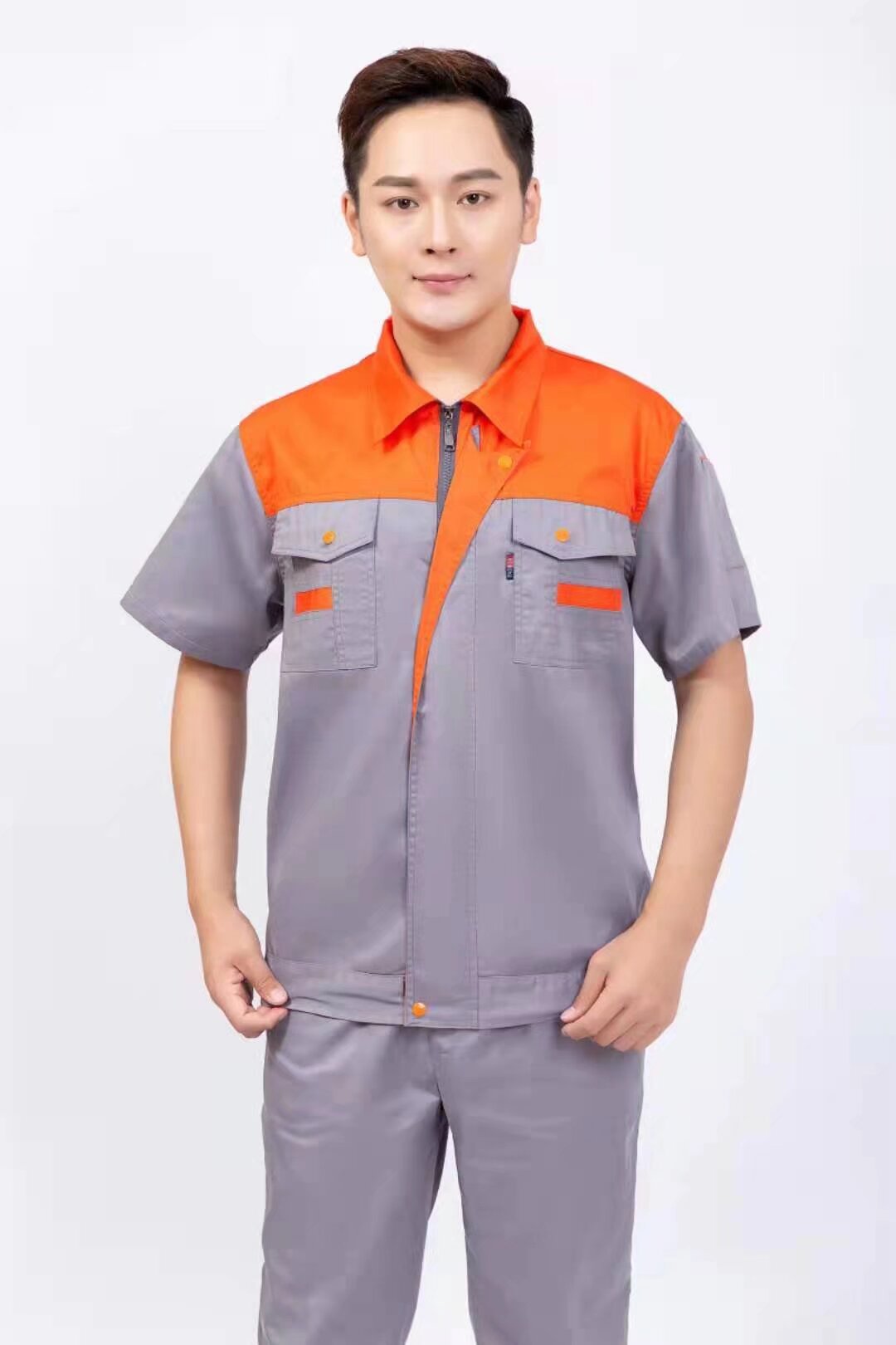 短袖工作服套装男夏季薄款劳保厂