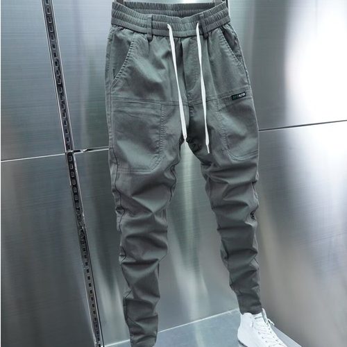 加绒休闲裤子男春秋季2024新款痞帅哈伦工装裤韩版修身百搭小脚裤