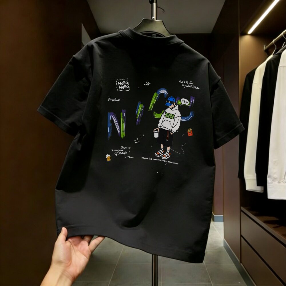 夏季初中生潮牌短袖T恤男士卡通情侣款半袖外穿百搭休闲体恤男款