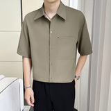 轻熟风~七色可选~2025夏季新款冰丝做旧中袖衬衫Q1075/P38，商品下架区，电商B331