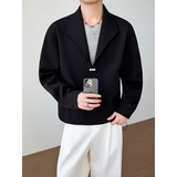 模特图~春季重磅假两件抽绳设计翻领卫衣YJ6022/P88，男装卫衣，电商B331