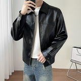 模特图~2026春季品质亮面提花皮衣夹克外套K8802/P118，男装夹克，电商B331
