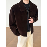 模特图~春季抖音琥珀夹克简约老钱丝绒外套YJ6006/P125，男装夹克，电商B331