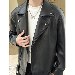 模特图~春季新款斜拉链pu皮夹克机车服外套 K8820/P128图片
