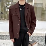 模特图~2026春季绿松石扣设计垫肩休闲夹克外套K8818/P98，男装夹克，电商B331